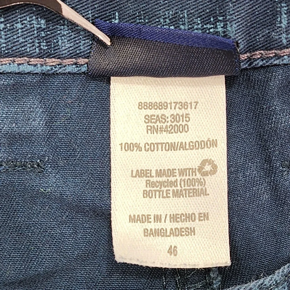 Vintage Basic Editions Shorts Mens 46 Blue Cargo Cotton Canvas Flat Front Casual